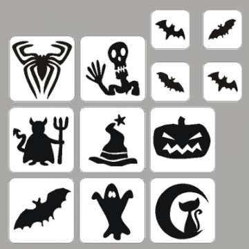 Gliitter tattoo Halloween stencilset