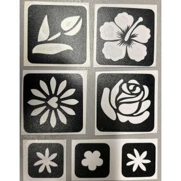 Glitter tattoo stencilset Flowers