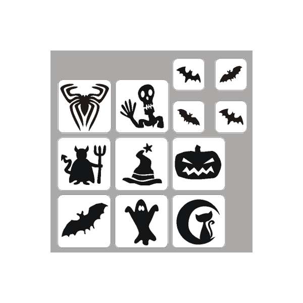 Gliitter tattoo Halloween stencilset