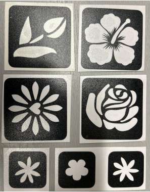 Glitter tattoo stencilset Flowers